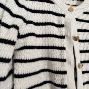 GAP Black and White Striped Cardigan